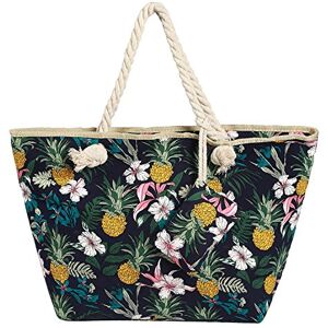 DonDon Grand Sac de Plage imperméable avec Fermeture à glissière Sac Shopping à bandoulière Fleurs et Ananas - Publicité