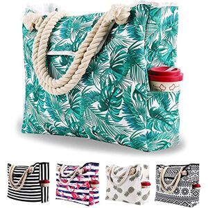 Genovega Grande Sac de Plage en Toile Femme Homme XXL Cabas Sac Shopping Voyage Ete avec Boucle Magnétique, Sacs d'épaule de Natation Sport avec Poignées en Coton Corde - Publicité