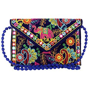 craft Trade Pochettes bleues pour femmes Mini sacs à bandoulière Rajasthani brodés à la main pour femmes comme cadeaux de fête de mariage - Publicité
