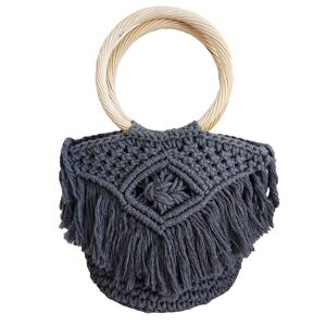 My Bliss Home Sac cabas en crochet avec anses en bambou, gris Gris 30x65x18cm