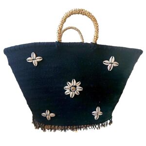 My Bliss Home Sac de plage en palmier et toile, noir