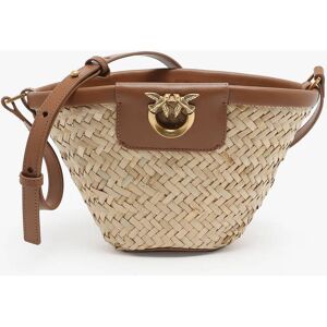 Sac Bandouliere Love Bag Icon Raphia Pinko Beige