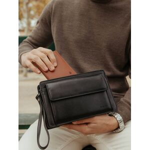 Pochette Homme 2 Compartiments Cuir Crosta Etrier Noir - Publicité