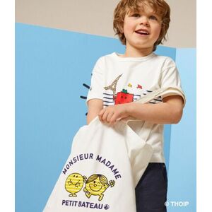 Petit Bateau Tote bag Monsieur Madame en coton Blanc Marshmallow TU