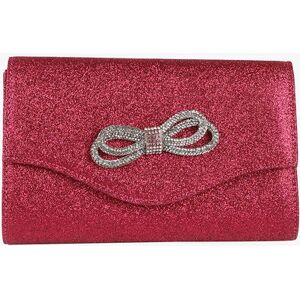 Solada Pochette rigida glitterata con fiocco di strass Pochette donna Rosso taglia Unica