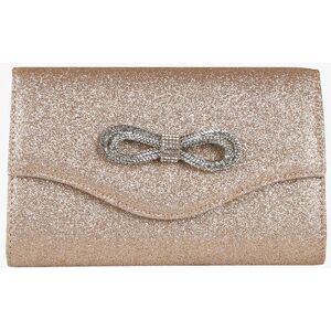 Solada Pochette rigida glitterata con fiocco di strass Pochette donna Beige taglia Unica