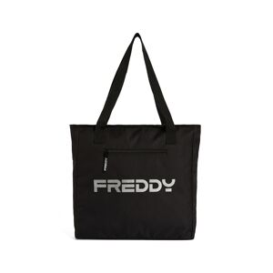 Freddy Borsa shopper in tessuto tecnico con grande logo argento Nero Donna Unica