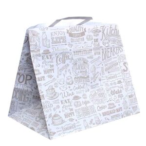 PapoLab 200 Shopper Buste In Carta Bianca Con Manici Per Asporto Con Stampa 32x21 H27 Cm