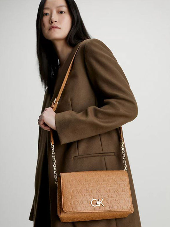 Calvin Klein Re-Lock Shoulder Bag Borsa donna a tracolla Borse a Tracolla donna Beige taglia Unica