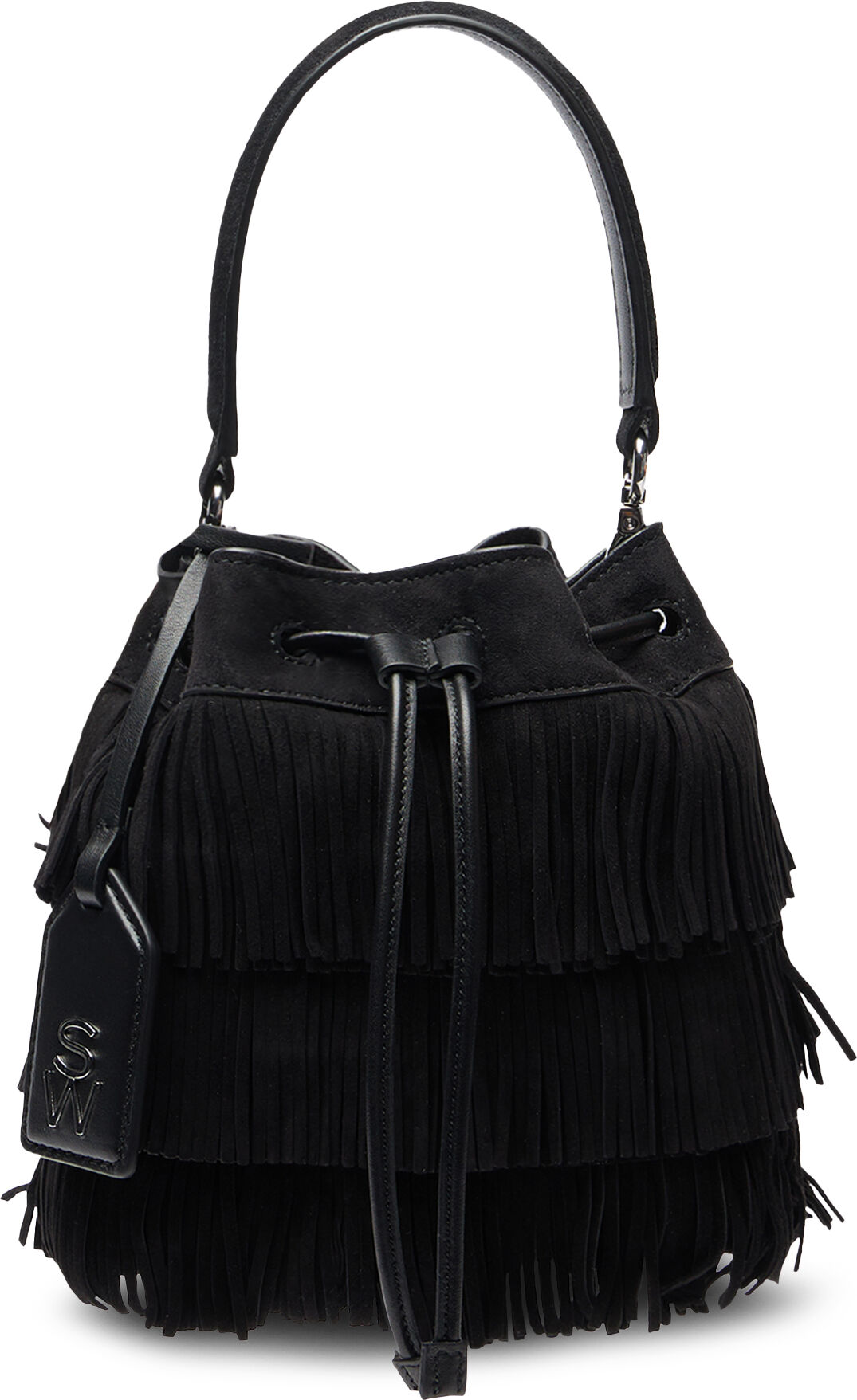 Stuart Weitzman Rae Fringe Mini Bucket Bag - Donna  Black One Size