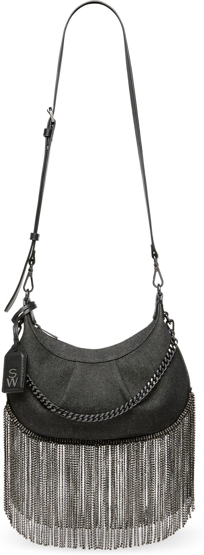 Stuart Weitzman Stellar Crescent Crystal Fringe Bag - Donna  Black One Size