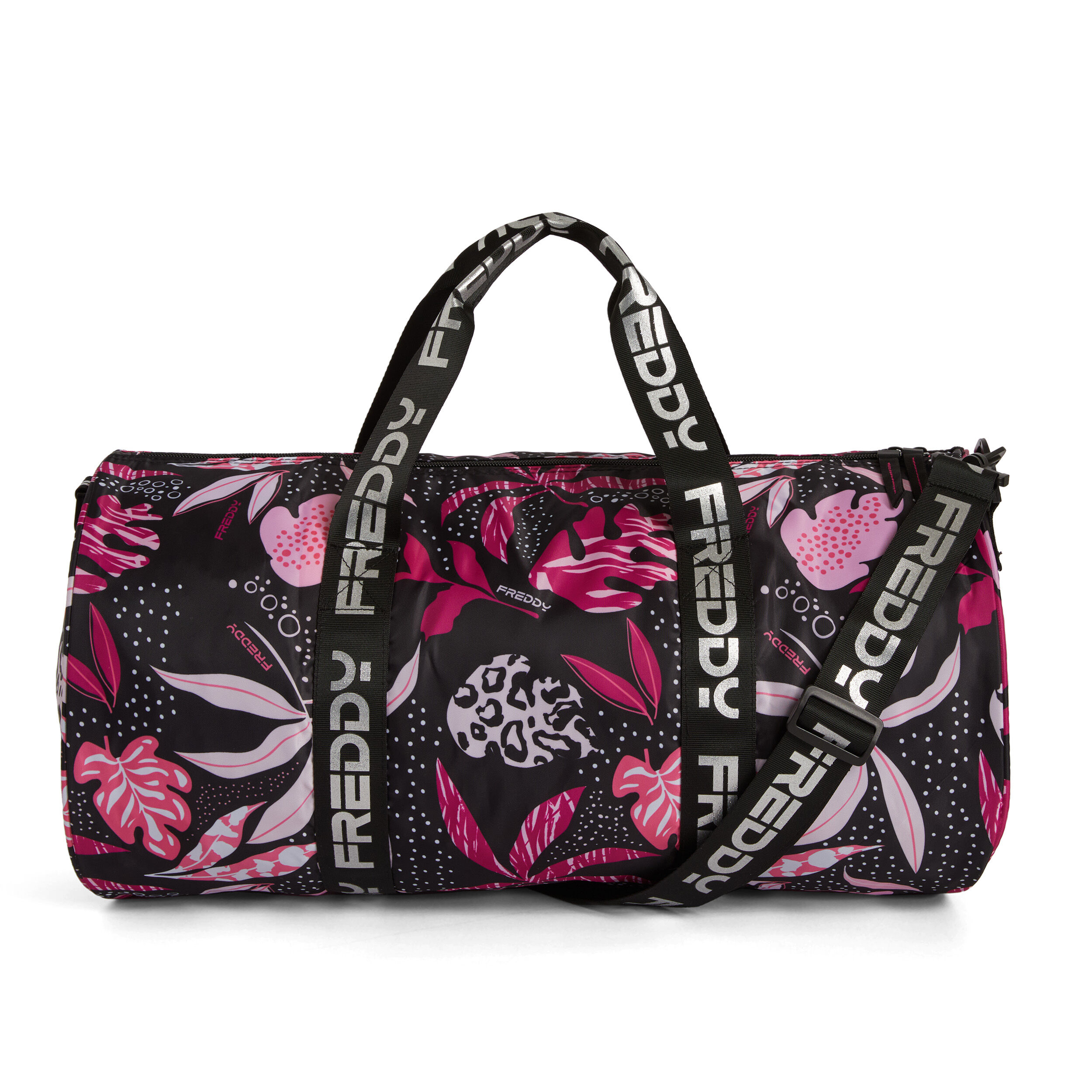 Freddy Borsa palestra stile duffle bag fantasia tropical Allover Tropical Leaves Pink Donna Unica