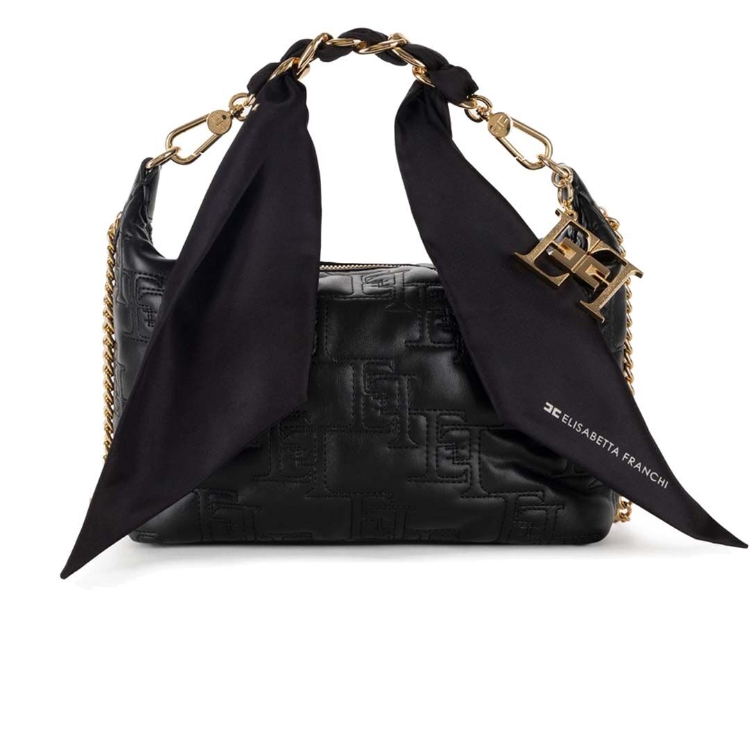 ELISABETTA FRANCHI BORSA HOBO PICCOLA CON CATENA FOULARD donna nero BS06A41E2 TU