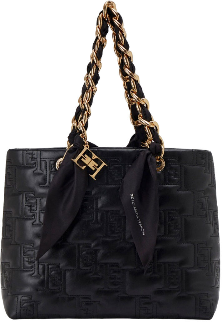 ELISABETTA FRANCHI BORSA GRANDE CON CATENA FOULARD donna nero BS05A41E2 TU