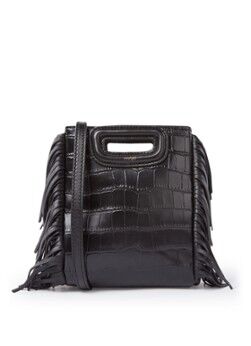 Maje M Bag Mini handtas van lakleer met crocostructuur - Zwart