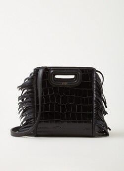 Maje M Bag crossbodytas van leer met crocostructuur - Zwart