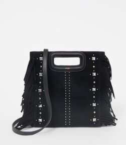 Maje M bag handtas van suède met studs - Zwart