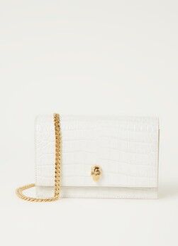 Alexander McQueen Skull Mini crossbodytas van kalfsleer met crocostructuur - Ivoor