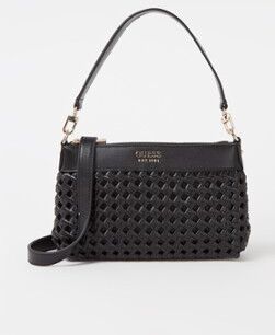 GUESS Sicilia crossbodytas met gevlochten patroon - Zwart