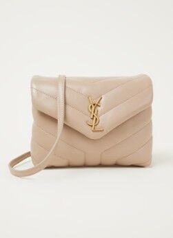 Saint Laurent LouLou Mini crossbodytas van kalfsleer - Beige