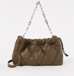 ba&sh; June schoudertas van quilted lamsleer - Donkerkhaki