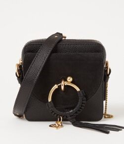 See By Chloé Joan crossbodytas van leer met suède details - Zwart