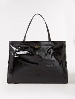 Acne Studios Shopper L met leren details en metallic finish - Zwart