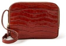 L.K.Bennett Mariel crossbodytas van kalfsleer met crocostructuur - Cognac