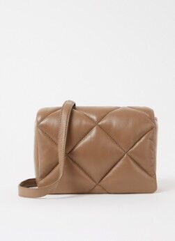 Stand Studio Brynn Chain crossbodytas van quilted lamsleer - Bruin