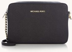 Michael Kors Jet Set Large cameratas van leer - Zwart