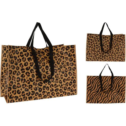 BEAU by Bo Boodschappentas set van 2 dierenprint - 70 cm - Big shopper - Waszak