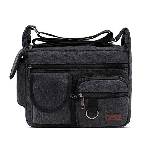 FANDARE Schoudertassen canvas schoudertas schoudertas schoudertas 7,9 inch iPad briefcase mannen/vrouwen sporttas werk school schooltas, zwart., L, Vintage