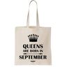 Functon+ Queens Are Born In September Canvas Tote Bag, Beige