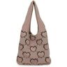 VERBANA Heart Tote Bag, Heart Crochet Tote Bag Cute Tote Bag Y2k Tote Bag Crochet Beach Bag for Women (Brown)