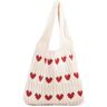 VERBANA Heart Tote Bag, Heart Crochet Tote Bag Cute Tote Bag Y2k Tote Bag Crochet Beach Bag for Women (Apricot)