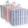 com-four ® 3x boodschappentas Jumbo plastic tassen gestreept XL boodschappentassen strandtassen voor badspullen boodschappentas voor boodschappen (rood/blauw/antraciet)