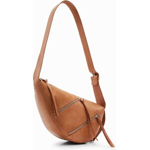 Desigual Medium leather bag with zips - BROWN - U