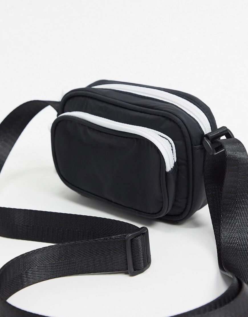 ASOS DESIGN mini cross body camera bag in black with contrast zips  Black