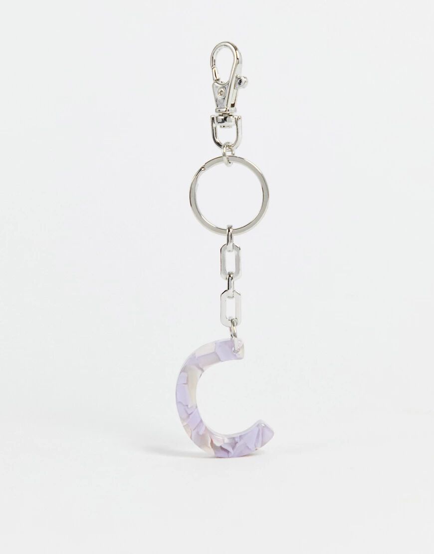 ASOS DESIGN personalised C bag charm in lilac marble-Purple  Purple