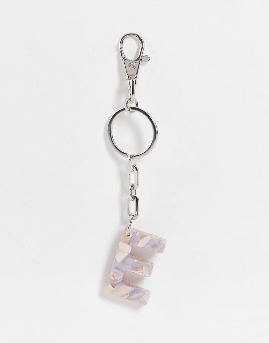 ASOS DESIGN personalised E bag charm in lilac marble-Purple  Purple