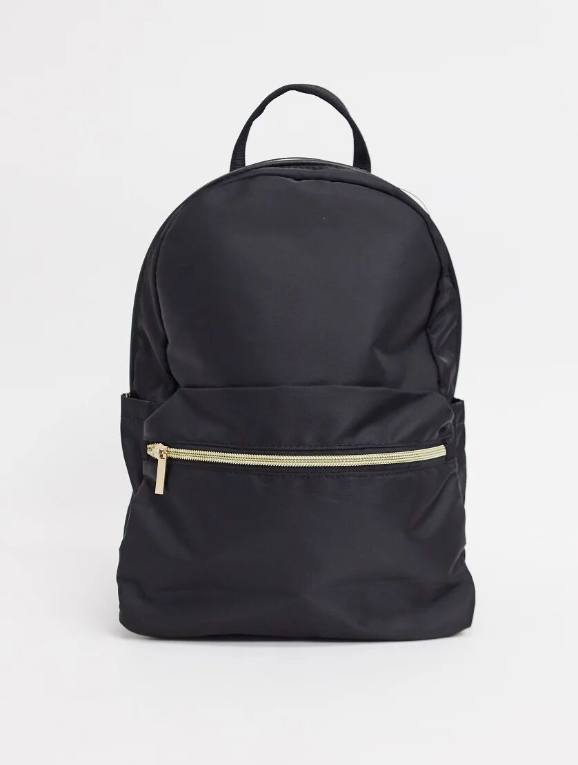 ASOS DESIGN simple backpack with front pocket in black  Black