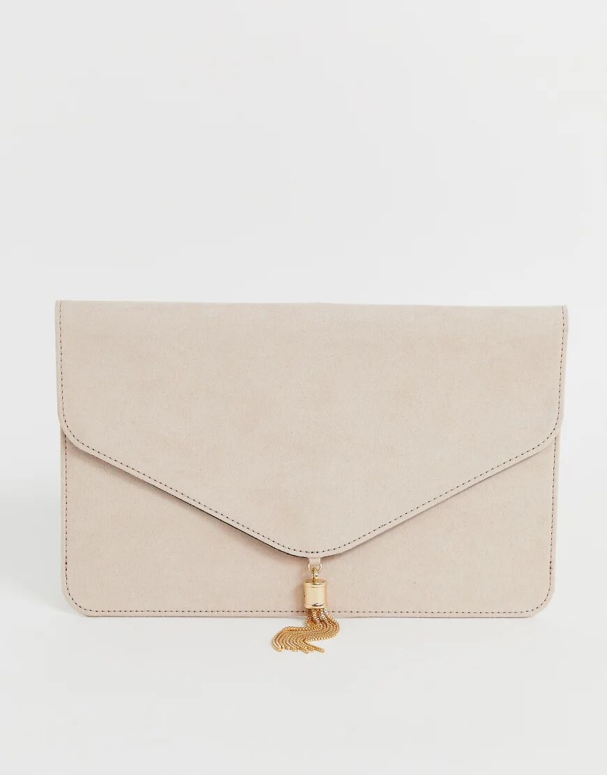 ASOS DESIGN tassel clutch bag-White  White