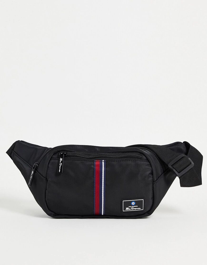 Ben Sherman stripe logo flight bag in black  Black