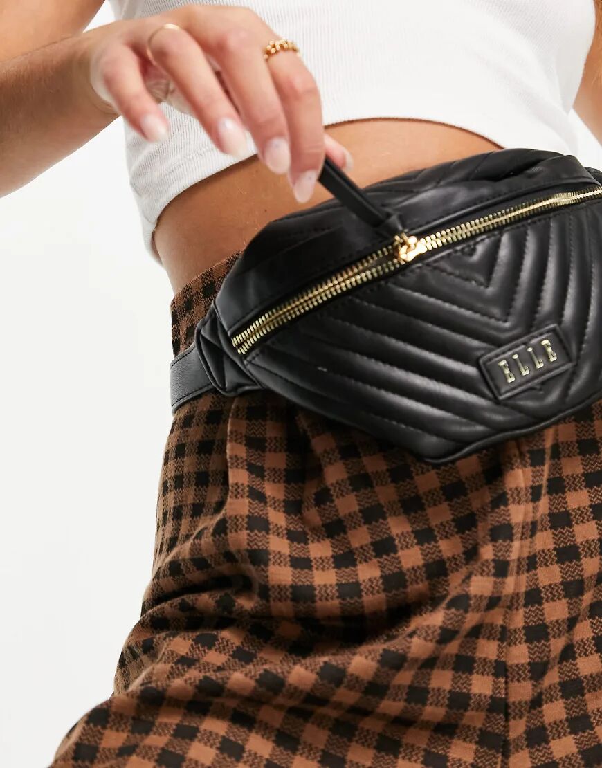 Elle quilted bumbag in black  Black