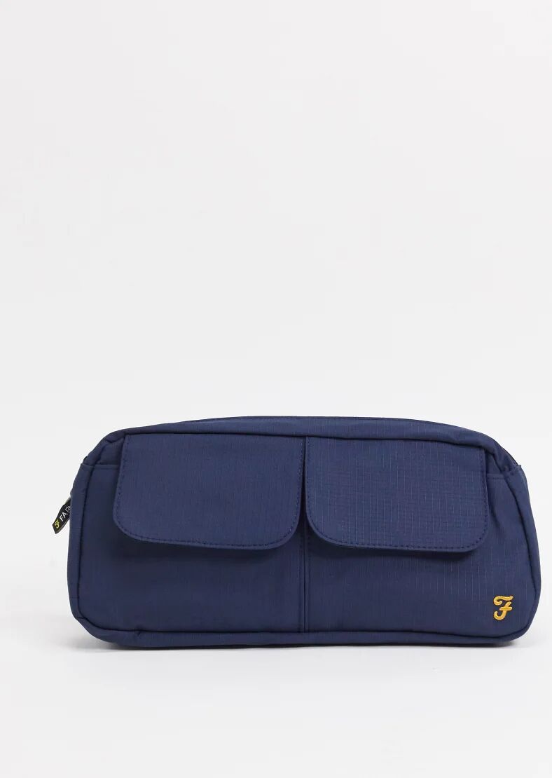 Farah Rowland ripstock nylon cross body bag in navy  Navy