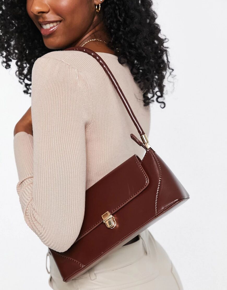 French Connection baguette shoulder bag in burgundy-Red  Red