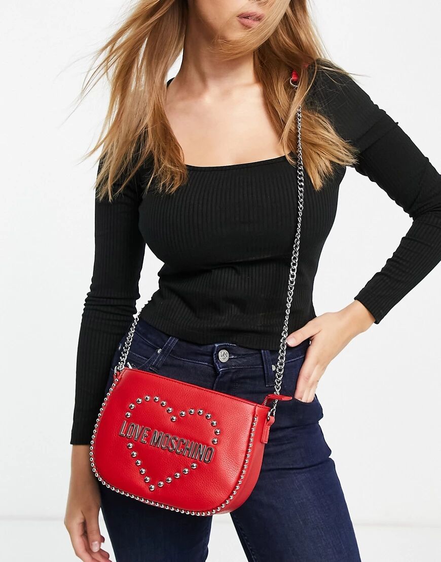 Love Moschino heart logo crossbody bag in red  Red