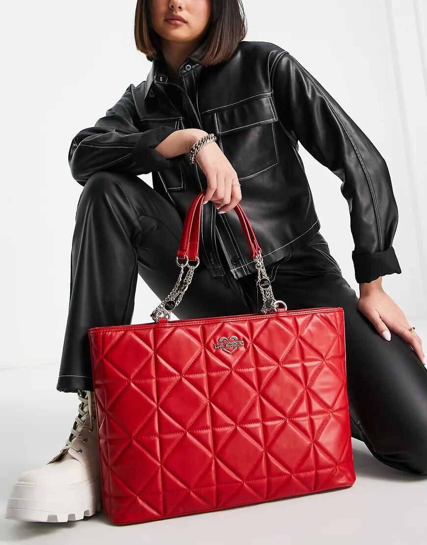 Love Moschino quilted tote bag in red  Red