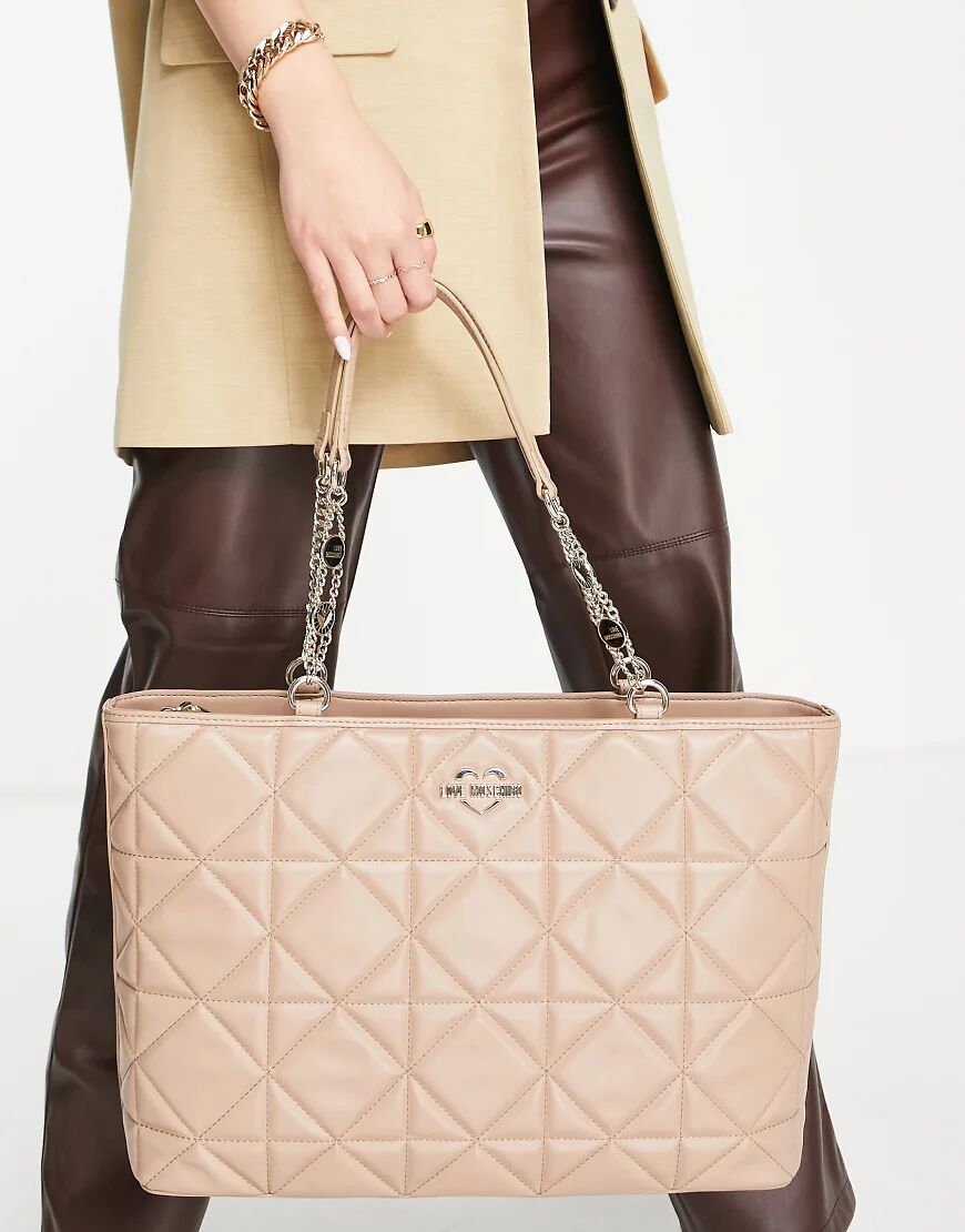 Love Moschino quilted tote bag in taupe-Neutral  Neutral