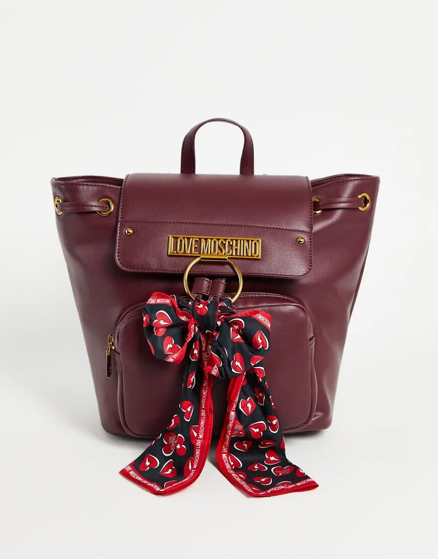 Love Moschino scarf backpack in dark red  Red